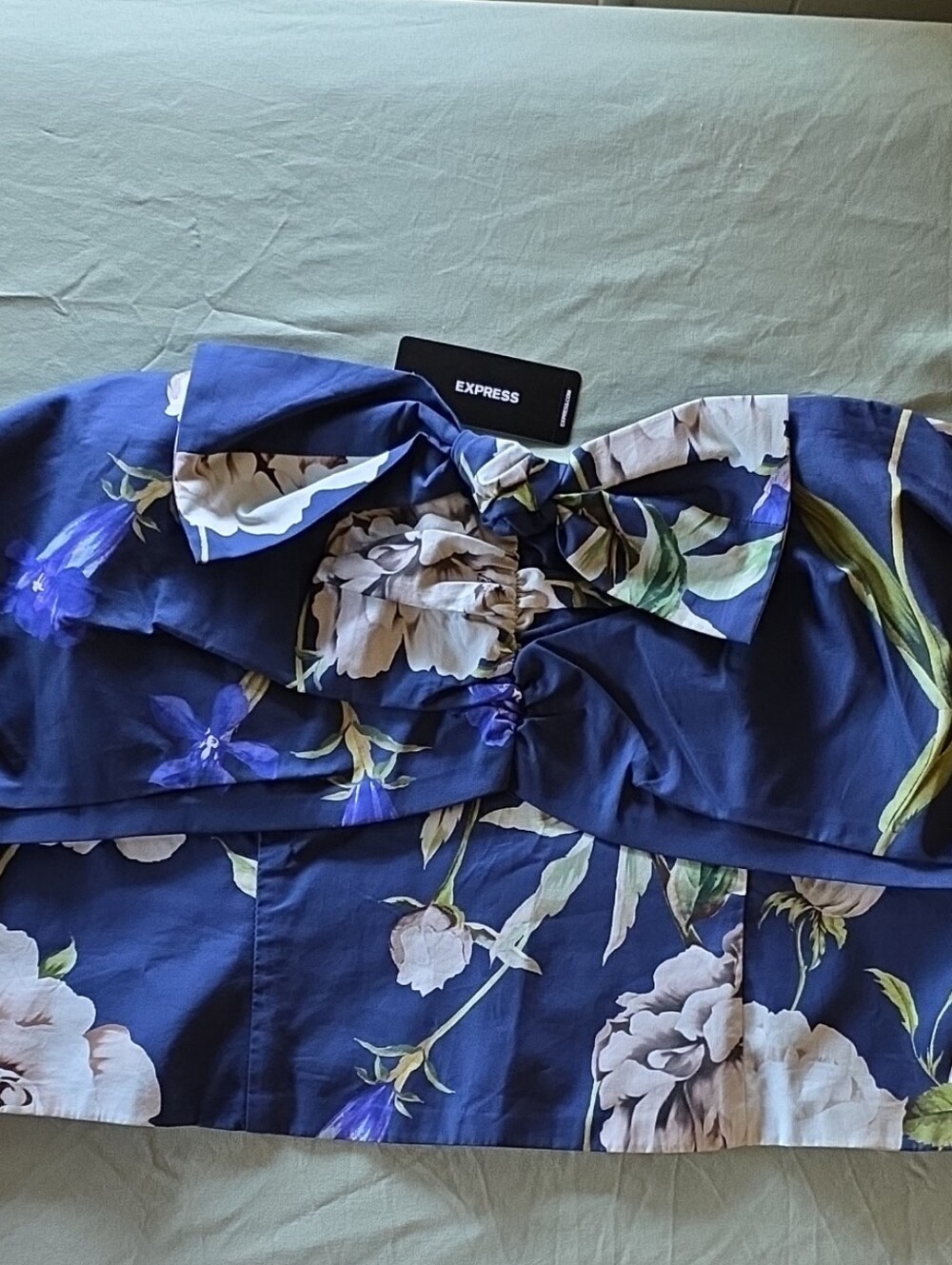 Express Navy Floral Strapless Bustier Camisole